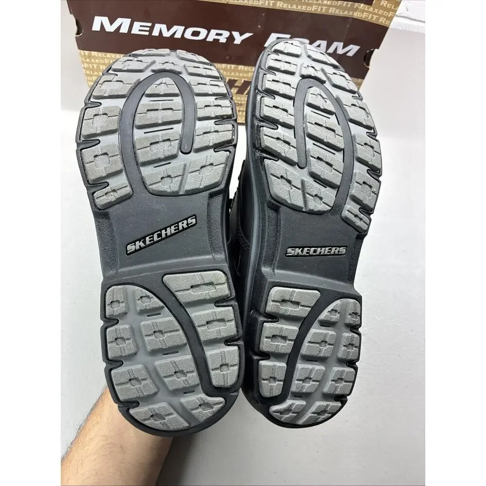 Skechers Relaxed Fit Memory Foam Black Leather Work Shoes Mens 12 SN 64260 - Picture 7 of 10